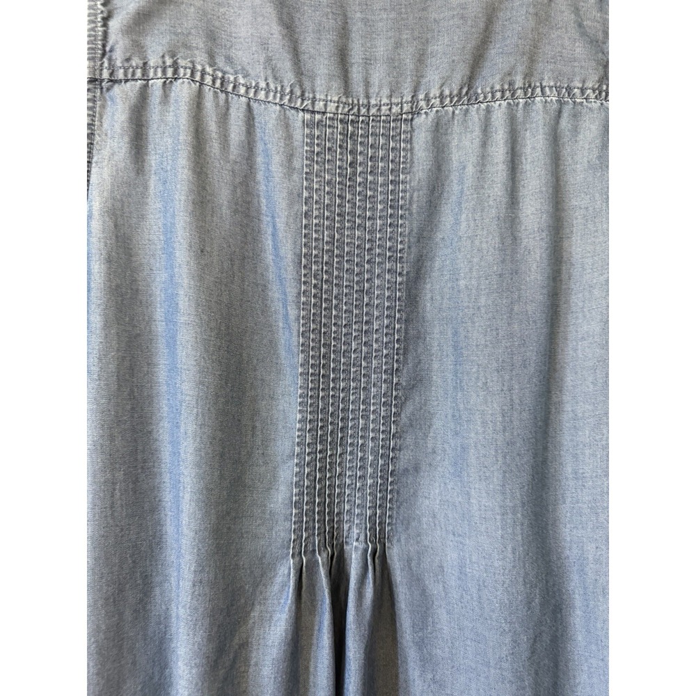 Terra & Sky Chambray Top 1X Lyocell Button Front Sleeveless Blue Casual Everyday - Picture 6 of 13